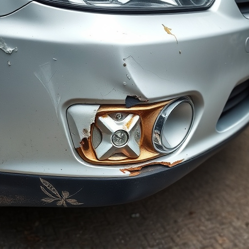 damaged car bumper