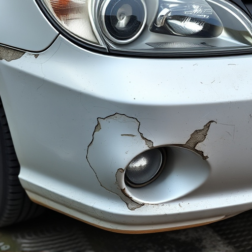 damaged car bumper