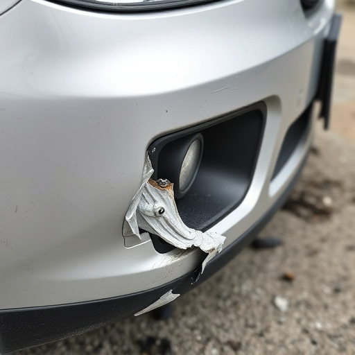 damaged car bumper