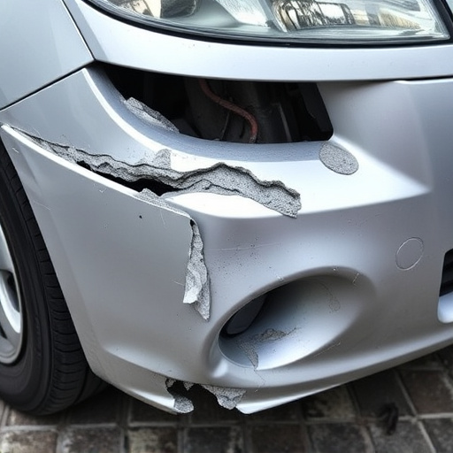 damaged car bumper