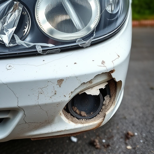 damaged car bumper