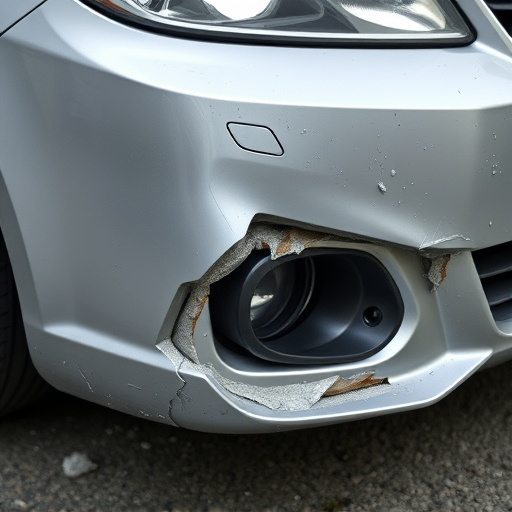 damaged car bumper