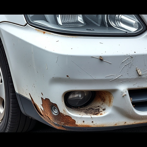 damaged car bumper