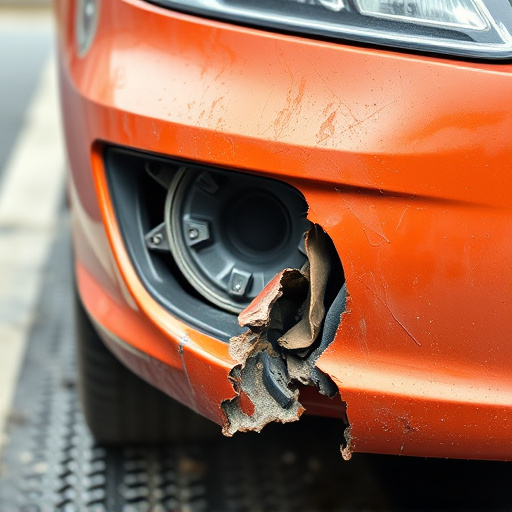 damaged car bumper