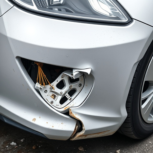 damaged car bumper