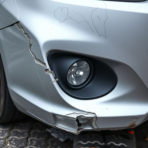 damaged car bumper