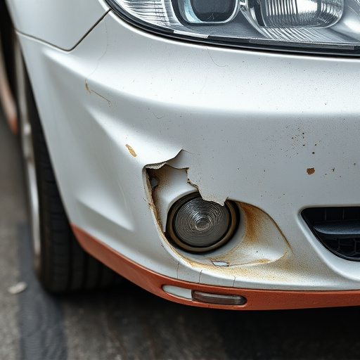 damaged car bumper