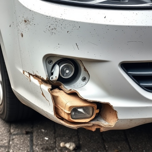 damaged car bumper