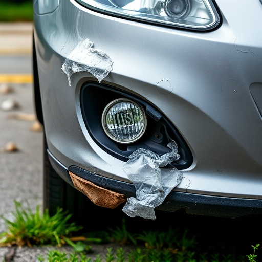 damaged car bumper