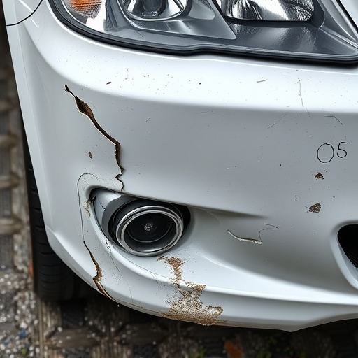 damaged car bumper