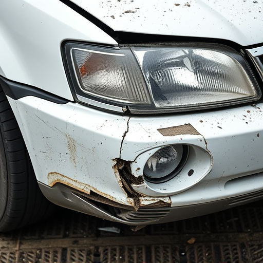 damaged car bumper