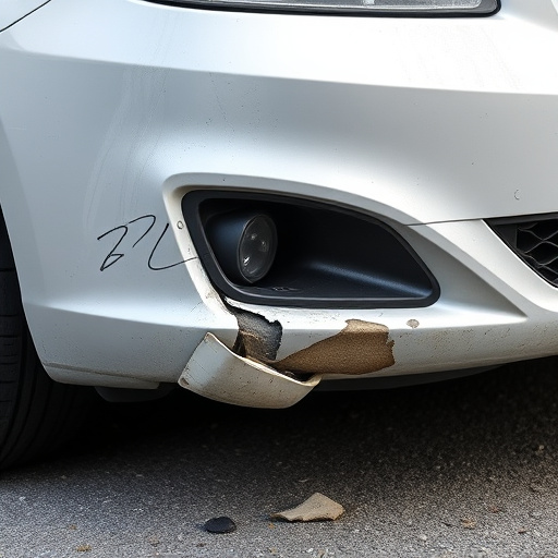damaged car bumper