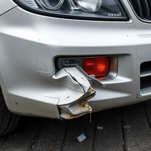 damaged car bumper