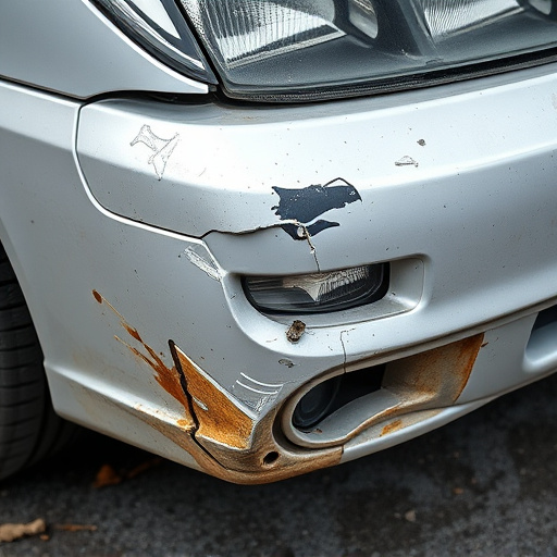 damaged car bumper