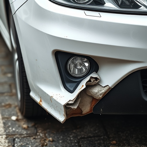 damaged car bumper
