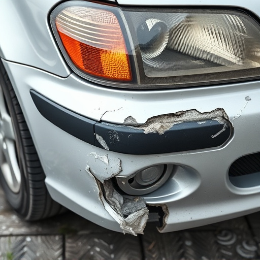 damaged car bumper