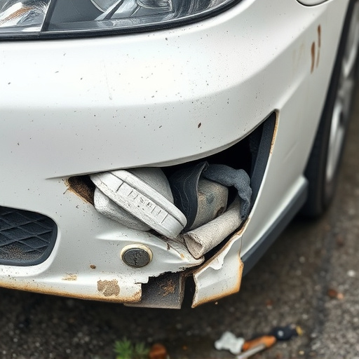 damaged car bumper