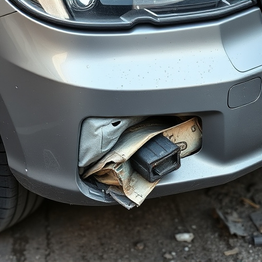 damaged car bumper