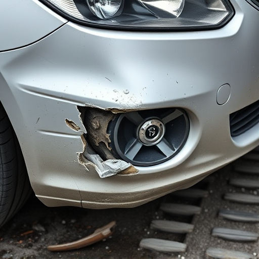 damaged car bumper