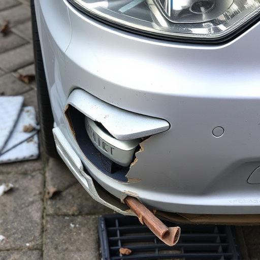 damaged car bumper
